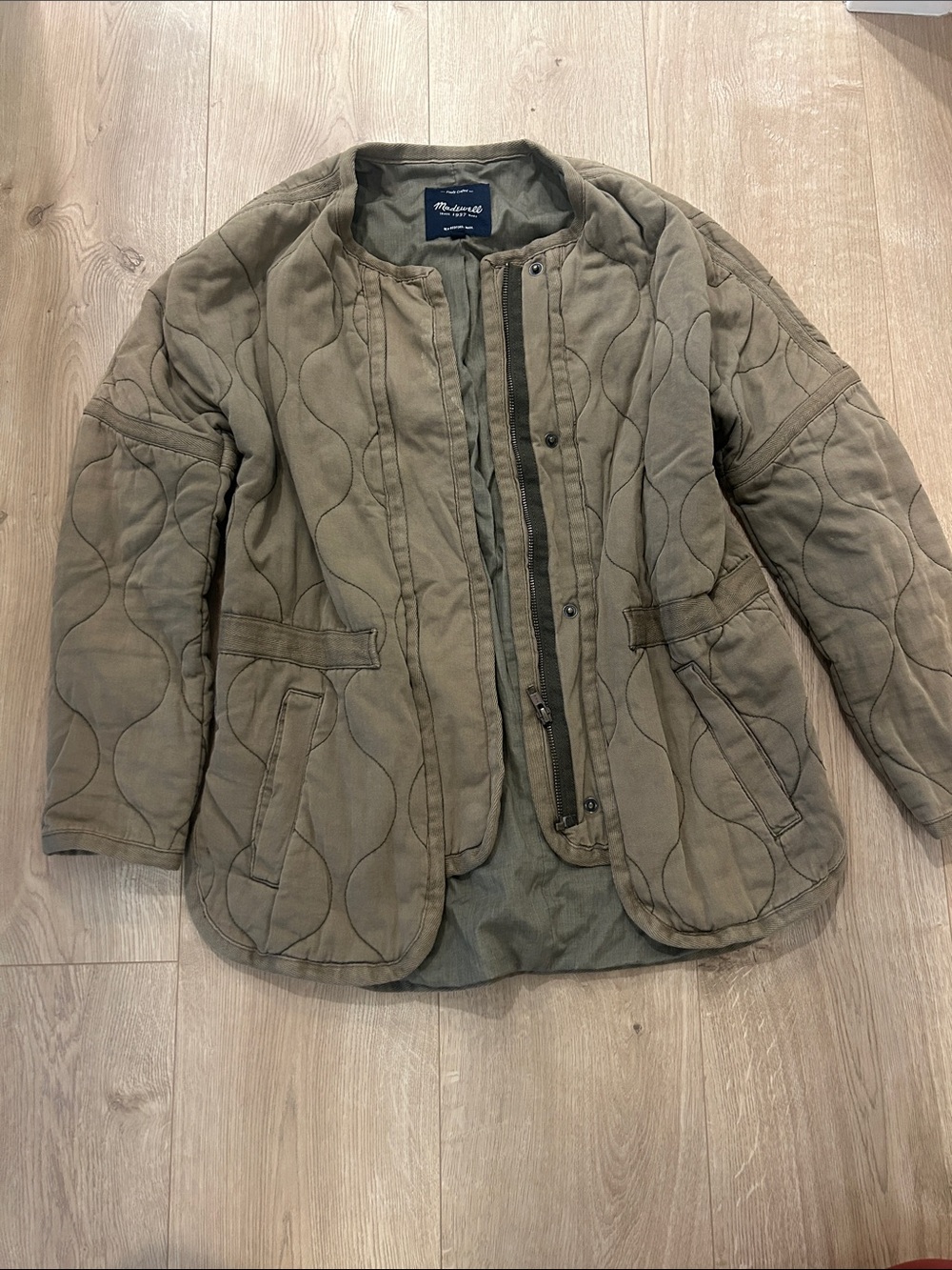 Madewell Olive Quilted Jacket xxs